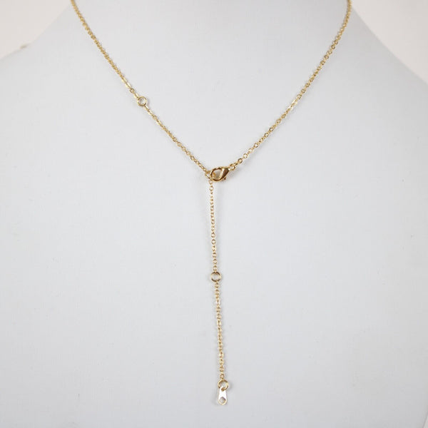 MORGAN NEW Name Goldtone Rhinestone Accent 14.5"w 4.5" Multi Ring Ext Necklace