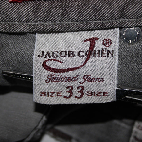 Jacob Cohen Sz 33 x 35 Gray Denim Handmade Tailored Cotton Elastane Jeans