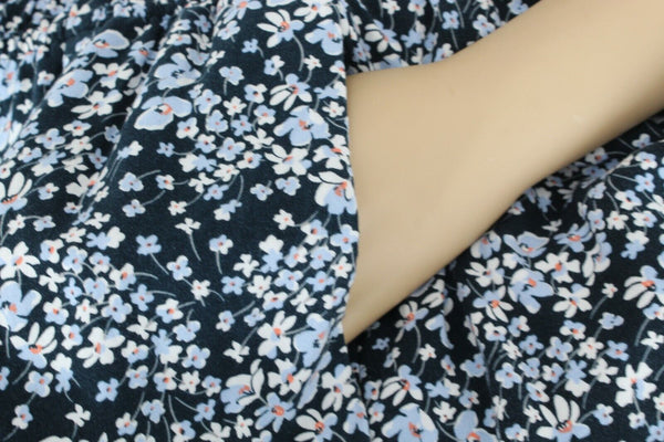 H&M 4 x 2" Navy Blue White Pink Belted Off Shoulder Ruffle Viscose Romper