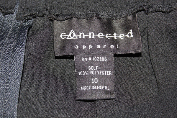 Connected Apparel Sz 10 X 29.5 Black Back Zip Polyester Crepe Pant