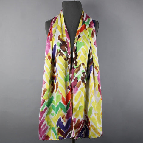 Coldwater Creek NEW $50 Multi Color Vivid Chevron 100% Polyester Scarf