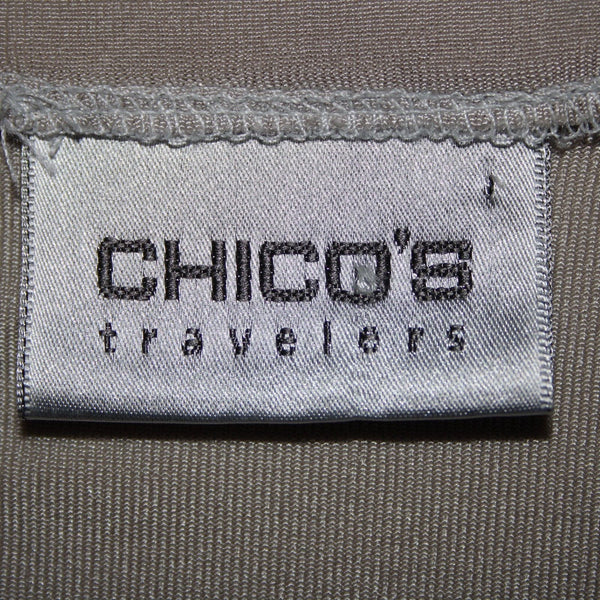 Chicos Travelers Sz 3 Sliver Long Sleeve Acetate Spandex Wrap