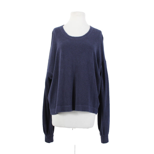 Sundry Sz 4 Navy Blue Round Neck Textured Long Sleeve Cotton Modal Sweater