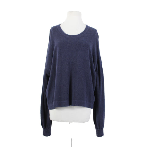 Sundry Sz 4 Navy Blue Round Neck Textured Long Sleeve Cotton Modal Sweater