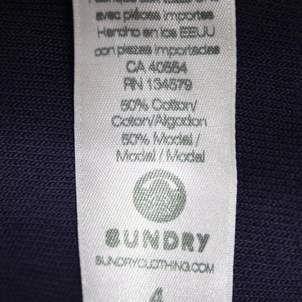 Sundry Sz 4 Navy Blue Round Neck Textured Long Sleeve Cotton Modal Sweater