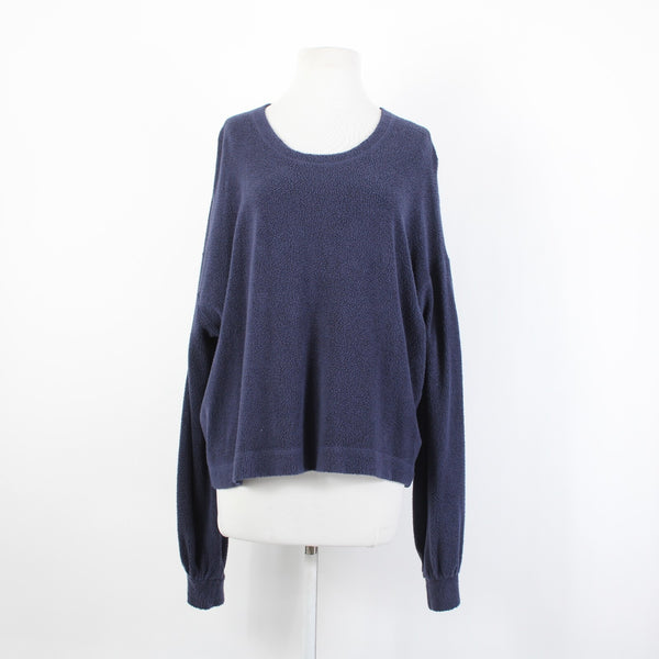 Sundry Sz 4 Navy Blue Round Neck Textured Long Sleeve Cotton Modal Sweater