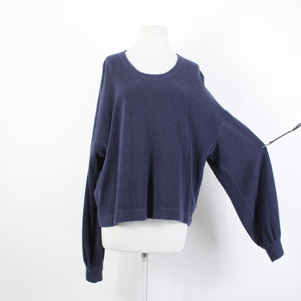 Sundry Sz 4 Navy Blue Round Neck Textured Long Sleeve Cotton Modal Sweater