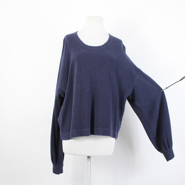 Sundry Sz 4 Navy Blue Round Neck Textured Long Sleeve Cotton Modal Sweater