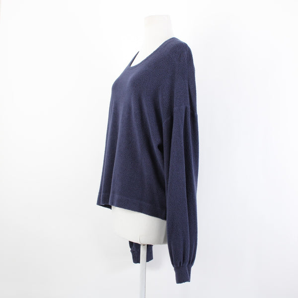 Sundry Sz 4 Navy Blue Round Neck Textured Long Sleeve Cotton Modal Sweater