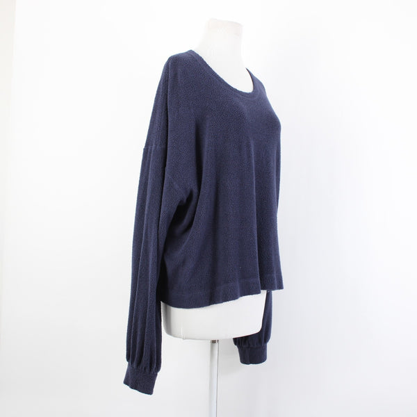Sundry Sz 4 Navy Blue Round Neck Textured Long Sleeve Cotton Modal Sweater