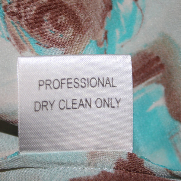 St John Top Sz 10 Blue White Brown Floral Collared Buttons Silk Spandex Top