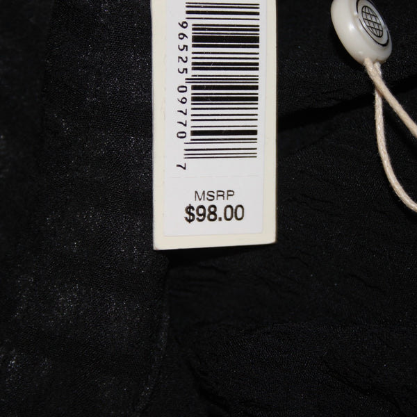 Max Studio Top NEW $98 Sz XL Black Sheer Collared Button Hi Lo Poly Top