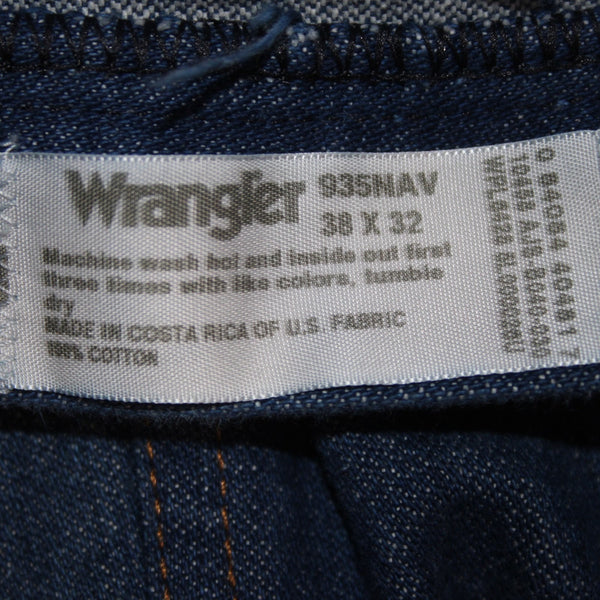 Wrangler Jeans Sz 38 x 32 Blue Denim Pockets 100% Cotton Jeans