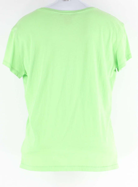 Ralph Lauren Sz 16 Girls Lime Green Royal Blue Logo Graphic 100% Cotton Top