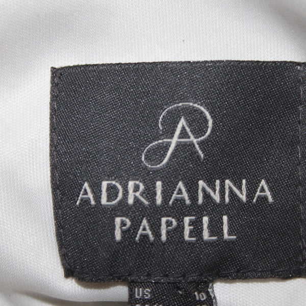 Adrianna Papell Dress Sz 10 White Silver Beaded Sequin Halter Lined Dress