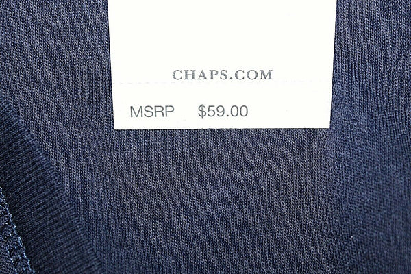 Chaps NEW $59 Sz S Navy Beige Multi Hooded Pullover 100% Cotton Knit Top
