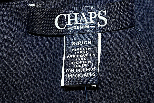 Chaps NEW $59 Sz S Navy Beige Multi Hooded Pullover 100% Cotton Knit Top