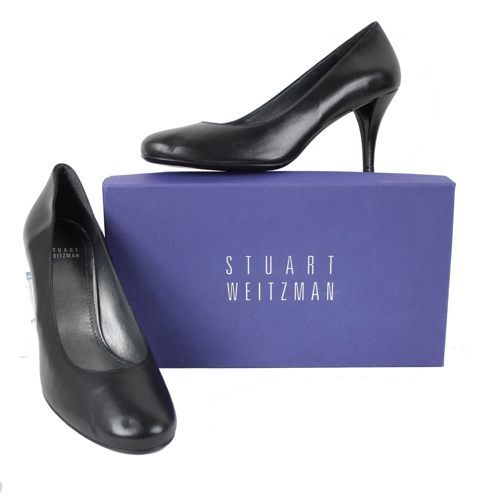 Stuart Weitzman NEW Hola Sz 9.5 M Black Kid Leather Classic 3.5" Heels
