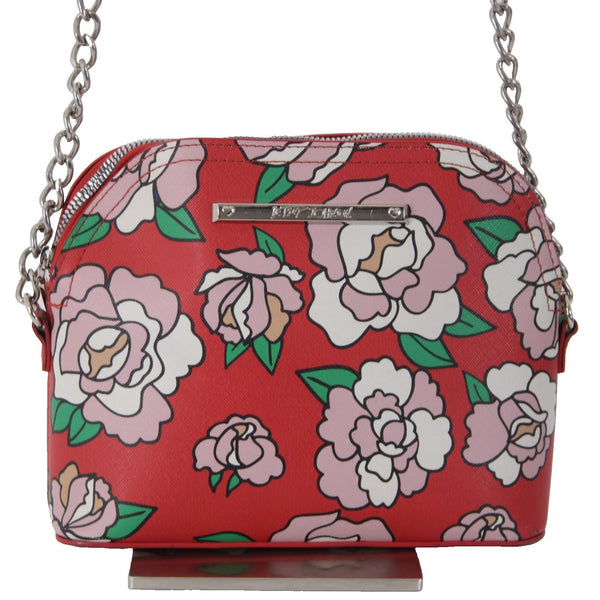 Betsey Johnson Purse 8 x 7 x 3 Red Green Multi Colored Floral Inner Pocket Purse