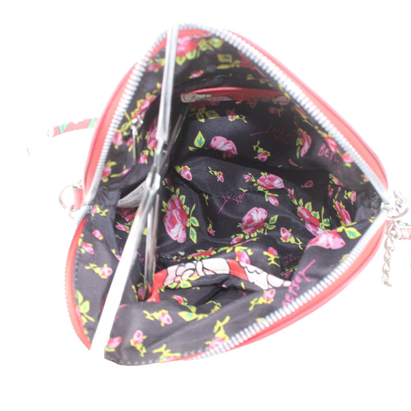 Betsey Johnson Purse 8 x 7 x 3 Red Green Multi Colored Floral Inner Pocket Purse