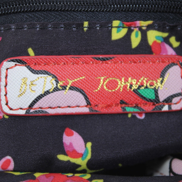 Betsey Johnson Purse 8 x 7 x 3 Red Green Multi Colored Floral Inner Pocket Purse