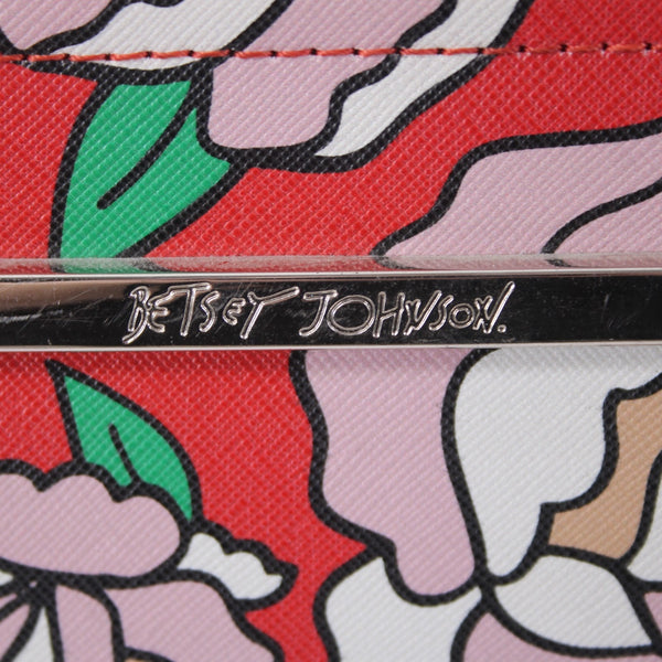 Betsey Johnson Purse 8 x 7 x 3 Red Green Multi Colored Floral Inner Pocket Purse