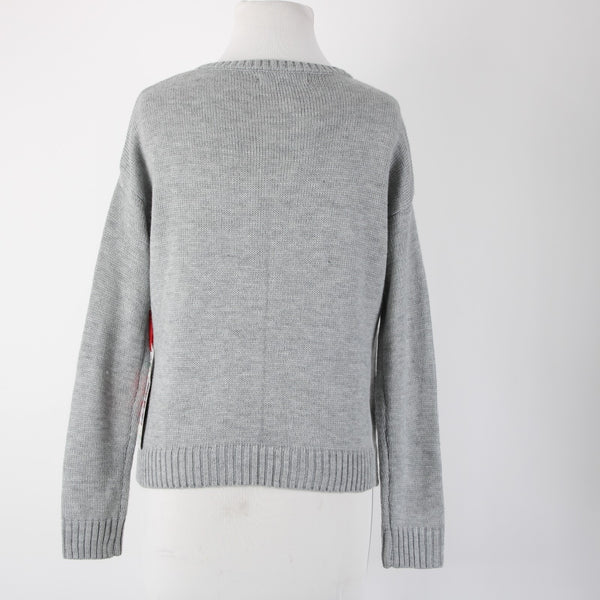 Almost Famous NEW $49 Sz XS Gray Multi Color 'I Need Coffee 100% Acrylic Sweater