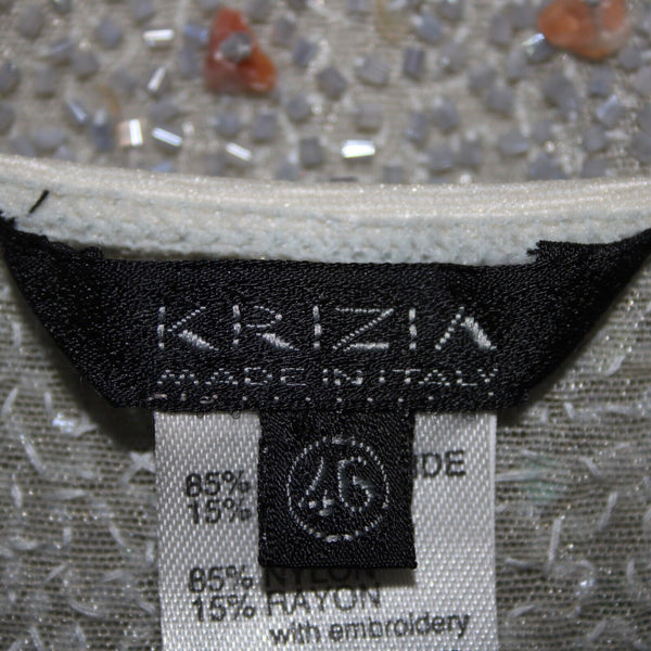 Krizia Sz 46 Gray Multi Color Full Beaded Embroidered Sleeveless Nylon Rayon Top