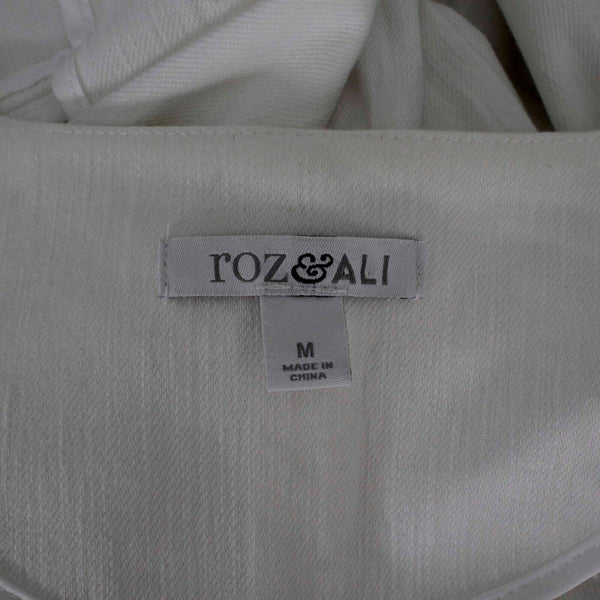 Roz & Ali Sz M White Bell Sleeve Polyester Cotton Spandex Blazer