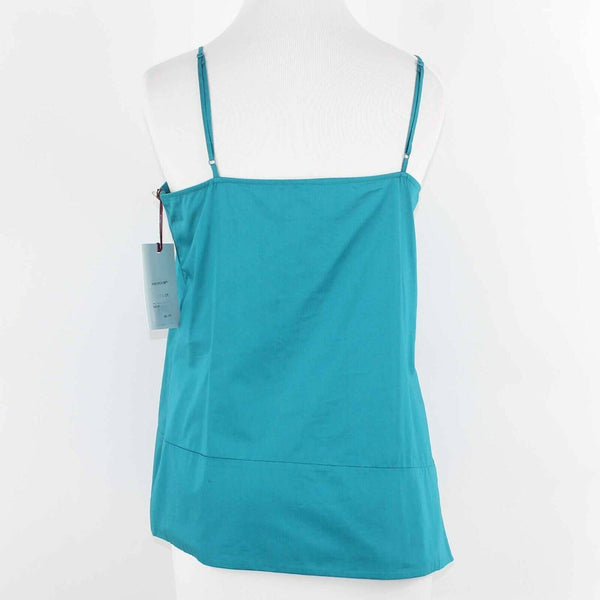Lewit NEW $90 Sz M Teal Big Bow Side Zip Asymmetrical 100% Cotton Top