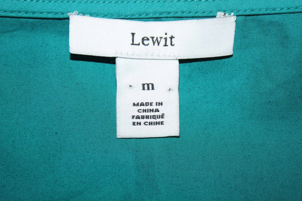 Lewit NEW $90 Sz M Teal Big Bow Side Zip Asymmetrical 100% Cotton Top
