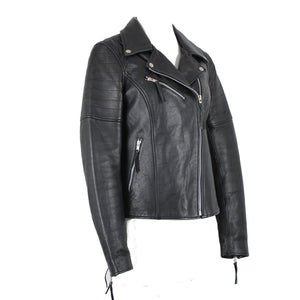 First Classics Sz M Black Detachable Vest Pockets 100% Leather Poly Lined Jacket