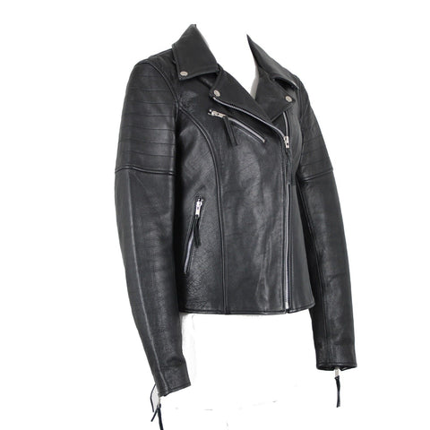 First Classics Sz M Black Detachable Vest Pockets 100% Leather Poly Lined Jacket
