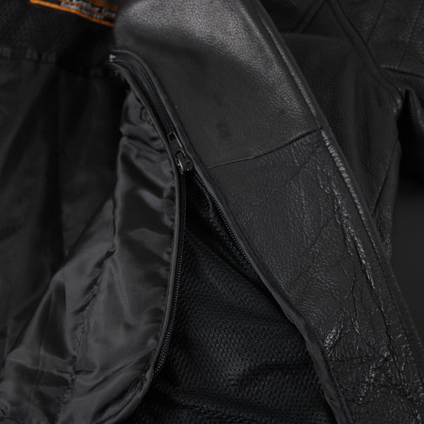 First Classics Sz M Black Detachable Vest Pockets 100% Leather Poly Lined Jacket