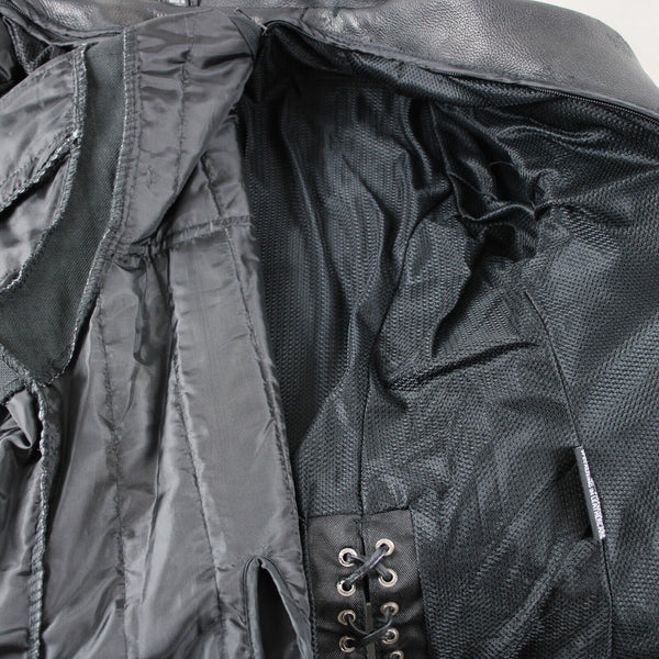 First Classics Sz M Black Detachable Vest Pockets 100% Leather Poly Lined Jacket