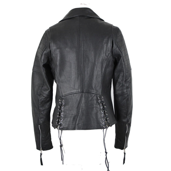 First Classics Sz M Black Detachable Vest Pockets 100% Leather Poly Lined Jacket