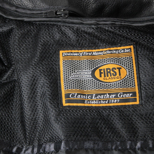 First Classics Sz M Black Detachable Vest Pockets 100% Leather Poly Lined Jacket