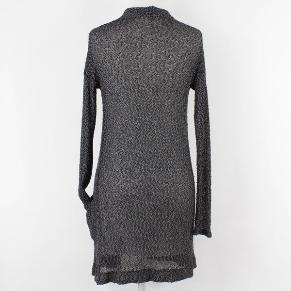 Final Touch Sz S Black Gray Mottled Nubby Open Pockets Thin Knit Wrap
