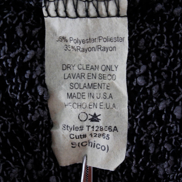 Final Touch Sz S Black Gray Mottled Nubby Open Pockets Thin Knit Wrap