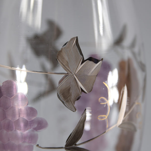 Romania Wine Glasses Gold Multi Carved Painted Hand Crafted 10" Wine Glasses