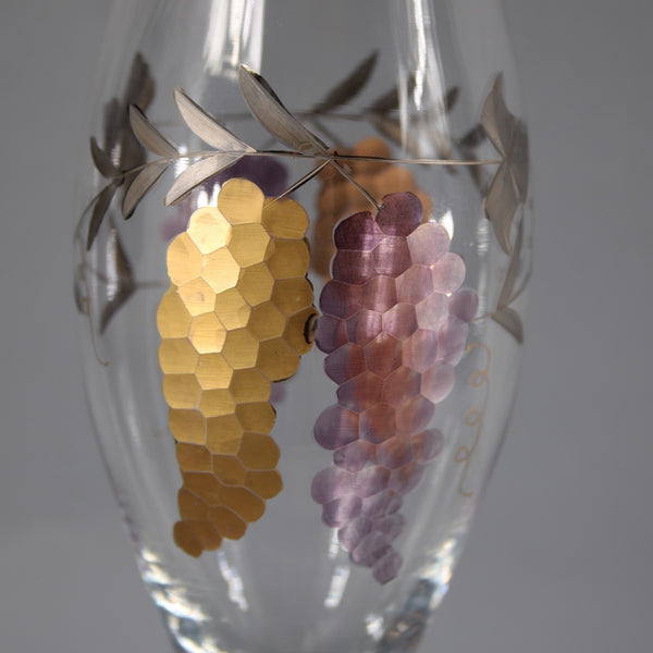 Romania Wine Glasses Gold Multi Carved Painted Hand Crafted 10" Wine Glasses