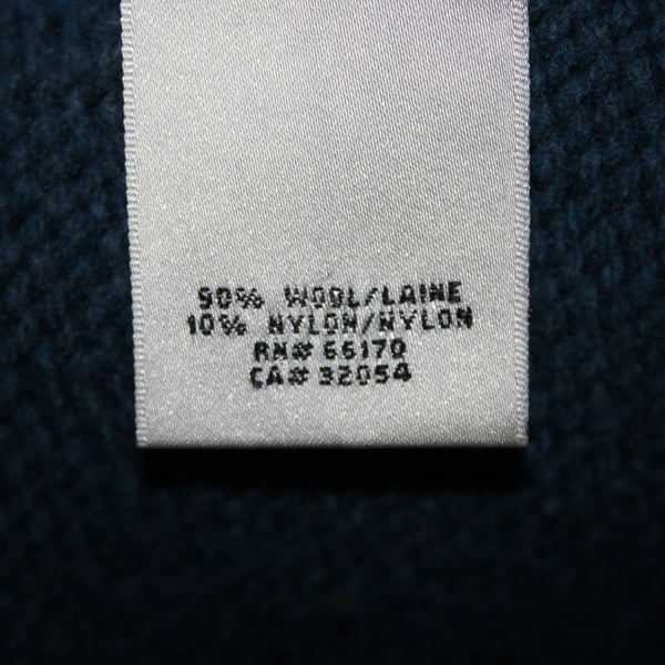 Charlie Robin Sz M/L Blue Buttons Knit Pockets Wool Nylon Cardigan Sweater