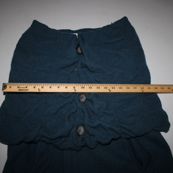 Charlie Robin Sz M/L Blue Buttons Knit Pockets Wool Nylon Cardigan Sweater