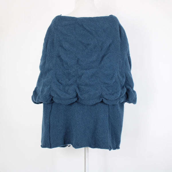 Charlie Robin Sz M/L Blue Buttons Knit Pockets Wool Nylon Cardigan Sweater