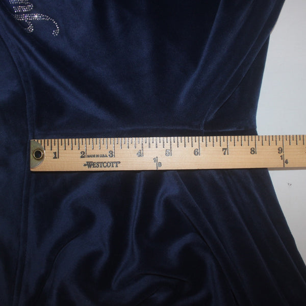 Juicy Couture Pant NEW $169 Sz M x 34 Navy Blue Silver Velour Poly Spandex