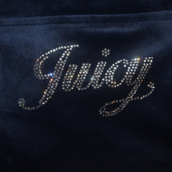 Juicy Couture Pant NEW $169 Sz M x 34 Navy Blue Silver Velour Poly Spandex