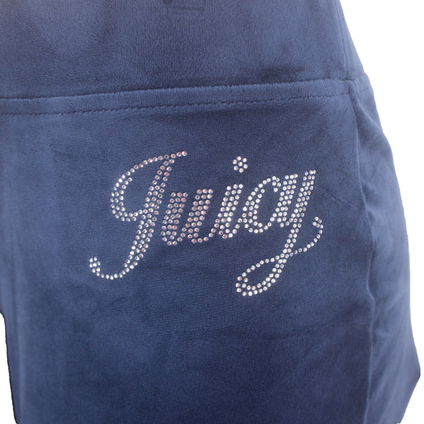 Juicy Couture Pant NEW $169 Sz M x 34 Navy Blue Silver Velour Poly Spandex