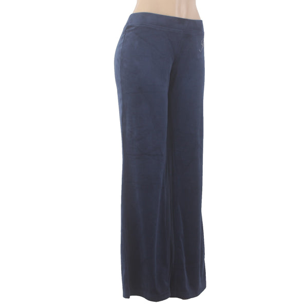 Juicy Couture Pant NEW $169 Sz M x 34 Navy Blue Silver Velour Poly Spandex