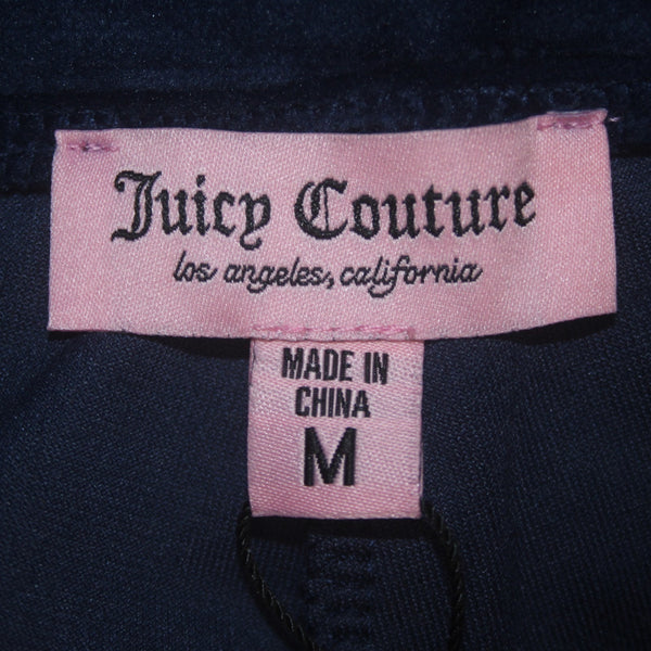 Juicy Couture Pant NEW $169 Sz M x 34 Navy Blue Silver Velour Poly Spandex