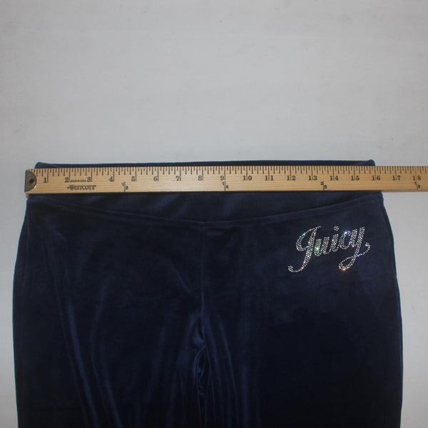 Juicy Couture Pant NEW $169 Sz M x 34 Navy Blue Silver Velour Poly Spandex